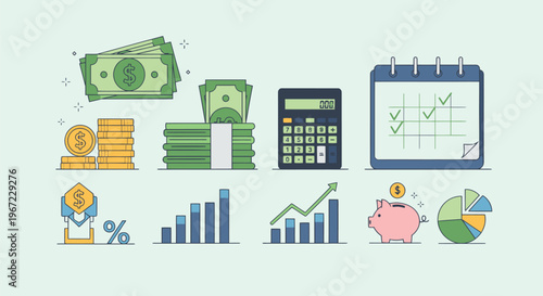 Financial Planning and Budgeting Icons Set 4.