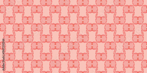 Seamless coquette pattern with pink ribbon grid and bows on light pink background. Cute and romantic design ideal for textile, wrapping, and fashion prints.