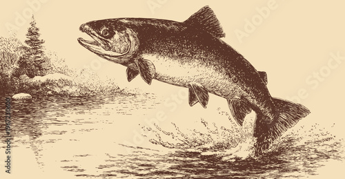 A flat vector illustration of a trout. This vector illustration can be used in any size you like for advertising, logos, and other work.	