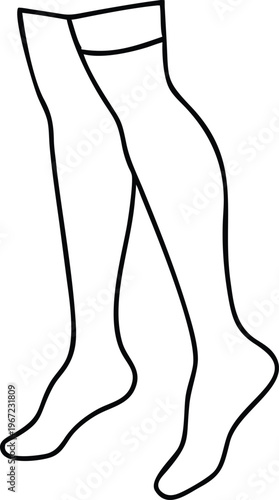 Elegant line outline of womens thigh high stockings or pantyhose suitable for fashion designs