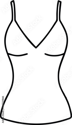 Elegant Line Vector Illustration of a Womens Strappy Lingerie or Swimwear Top