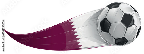 Qatar flag with soccer ball with speed effect. Symbol element