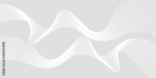 Abstract white background with dynamic wavy lines, Digital future technology concept background. Eps10