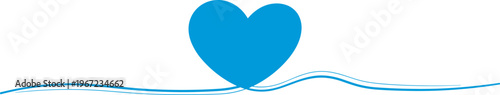 Blue heart silhouette with a simple continuous line representing love life and health concepts for healthcare flat vector illustration isolated