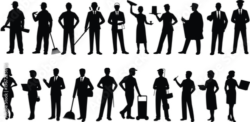 Silhouette set of diverse musicians playing acoustic guitars and performing on a dark background, ideal for live concert posters, music festivals, and entertainment advertisements.