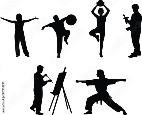 Collection of passionate couple silhouettes featuring romantic poses of intimate kissing and deep embracing on a dark background, ideal for Valentine's Day and wedding designs.