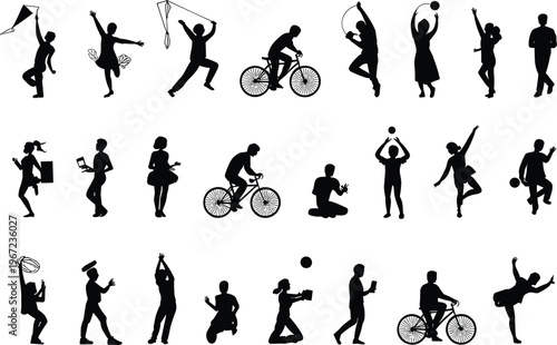 Silhouette set of passionate couples in romantic poses featuring intimate kissing and deep embracing on a dark background, perfect for Valentine's Day and wedding designs.