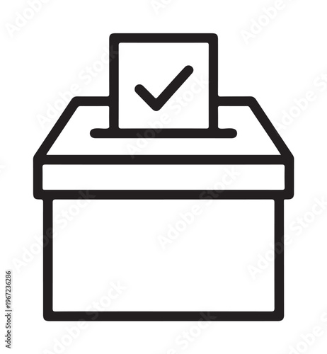 Voting Ballot Box with Checkmark Vector on a White Background