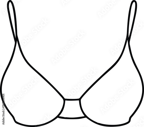 Elegant line drawing of a classic push up bra with delicate thin straps for a sleek look