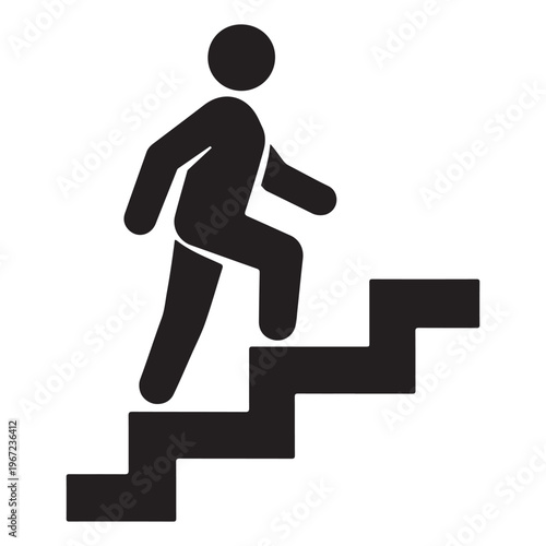 Walking up the stairs or staircase icon vector silhouette 