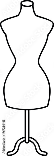 Elegant line drawing of a display mannequin for apparel and textile design presentations