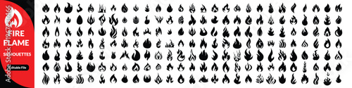 Fire icon collection, showcasing a set of fire flame vector icons with different shapes and modern graphic design styling