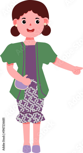 Cute girl show way with pointing