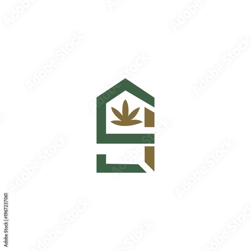 Cannabis home vector logo template design