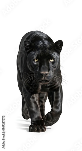 Majestic Black Panther Stalking Forward with Intense Focus.