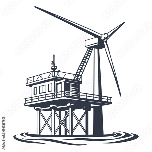Offshore wind turbine platform in the ocean for renewable energy