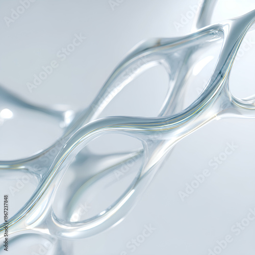 Minimal cell membrane structure with translucent layers and soft reflections on white background showcasing refined scientific biotech concept