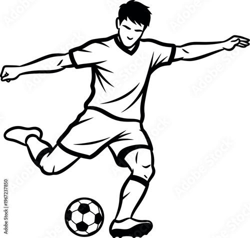 Man kicking a soccer ball in a dynamic pose