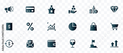 Modern Business and Finance Vector Icons Set Marketing, E-commerce, Analytics, Growth, and Success Symbols