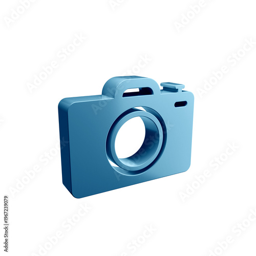 Fotografía Minimalist 3D blue camera icon isolated on a white background