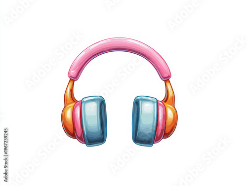 Vibrant Cartoon Headphones Illustration - Colorful Music & Audio Icon on White Background