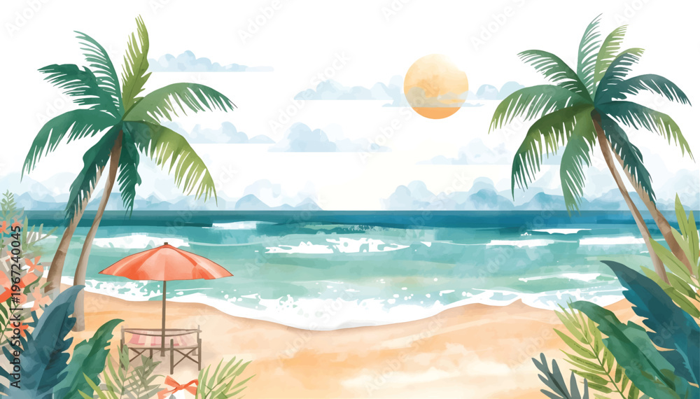 Fototapeta premium Tropical beach with palm trees