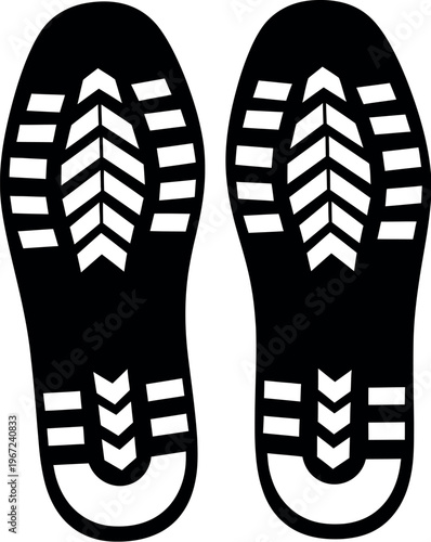 Black shoe soles with white tread patterns