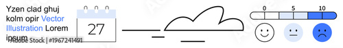 Emotion tracking, data visualization, productivity, mental health, scheduling, self-assessment. Visual includes a calendar, mood chart and progress indicators. Emotion tracking and productivity