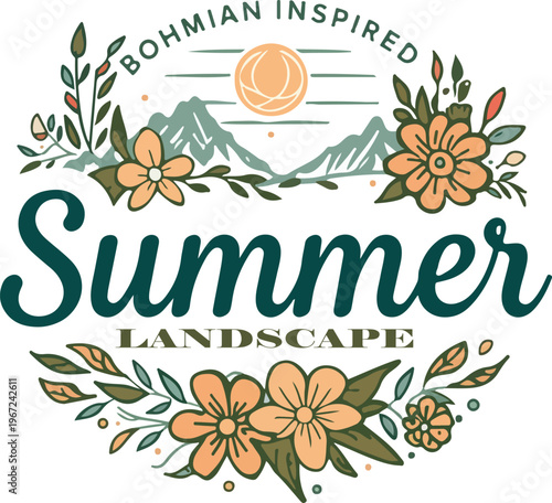 Vintage floral label with abstract background vector