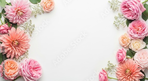 Happy mother s day floral border beautiful pink flowers for cards gifts celebrations