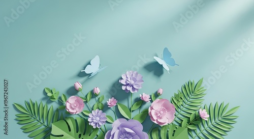 Happy mother s day beautiful paper flowers butterflies a celebration of moms and maternal love