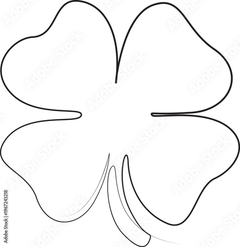 four leaves clover one line art drawing vector illustration