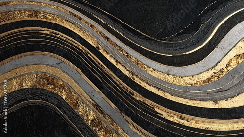 black and gold wavy abstract background