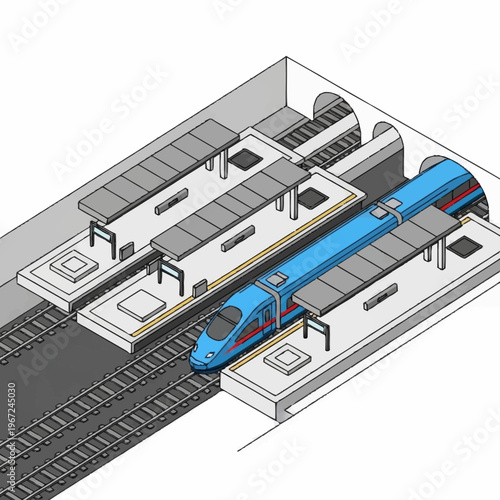High-Speed Train at Underground Station Platform Illustration.