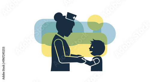 Nurse Helping Little Boy Patient.