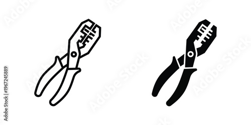 Two different types of pliers depicted in a minimalistic black and white illustration