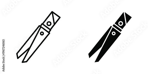 Two different depictions of clothespins with variations in design and color contrast