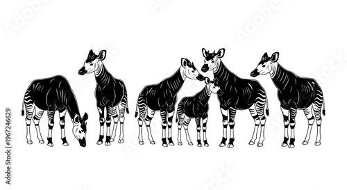 A Group of Zebras Standing and Grazing Together Outdoors