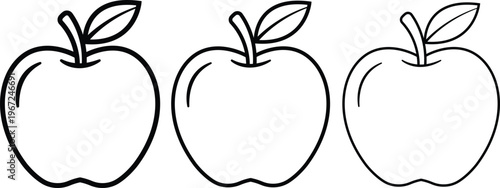 Apple Outline Icon Set Minimal Line Apple Icons for Healthy Food, Organic Fruit and Nutrition Design