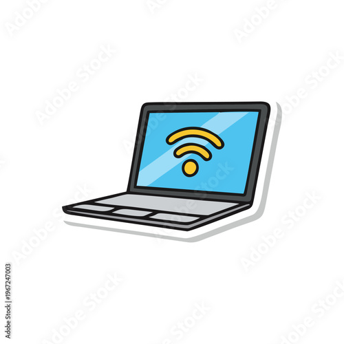 Open Laptop Broadcasting Wireless Connection For Online Access