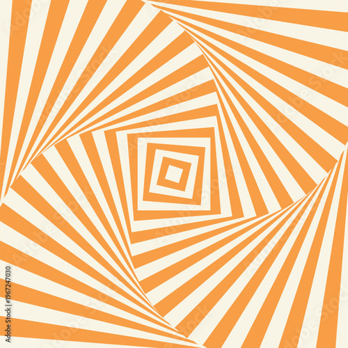 Orange Abstract Geometric Spiral Vortex Optical Illusion Vector