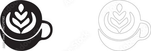 Latte Art. Vector icon in a modern coffee style.