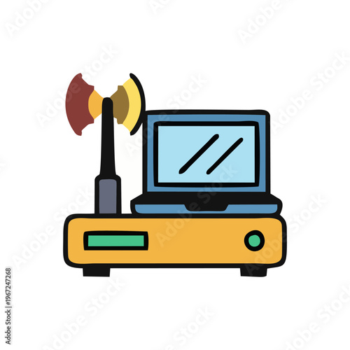 Home Network Equipment Operating Beside Desktop Computer Setup