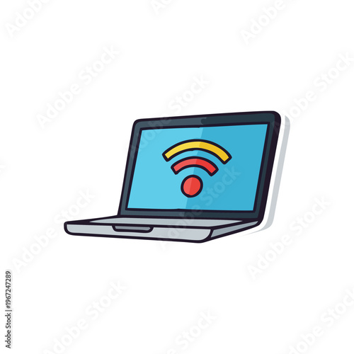 Notebook Screen Showing Active Wireless Connectivity Status Symbol