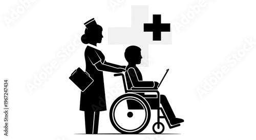 Nurse helping a disabled patient.