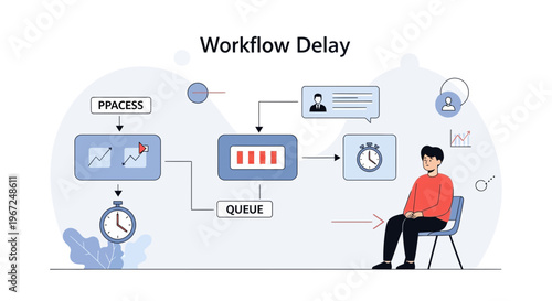 Business Workflow Delay and Process Bottleneck Illustration