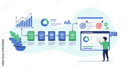 Business Workflow Management and Data Analysis Illustration
