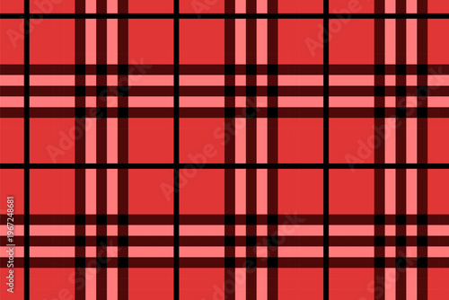 Red and black checkered gingham seamless pattern. Design from squares. Background elements and event decoration. Vector illustration