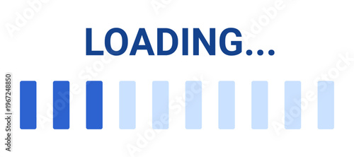 Loading bar with process progressing. Digital progress indicator for web interface or software application. Modern data transfer status icon for technology and computing design. Vector illustration
