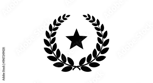 Black star laurel wreath symbol icon.